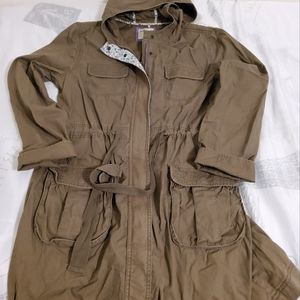 Old Navy Size L Tan Hooded Long Sleeve Utility Jacket